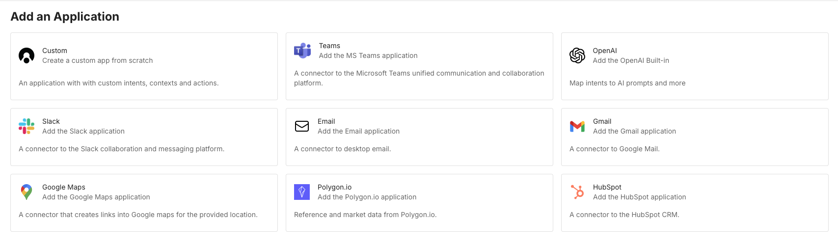 Add Application Screen