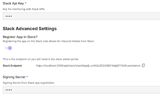 Configuring Slack App in a Directory