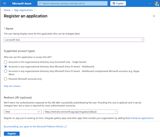 Registering an Application